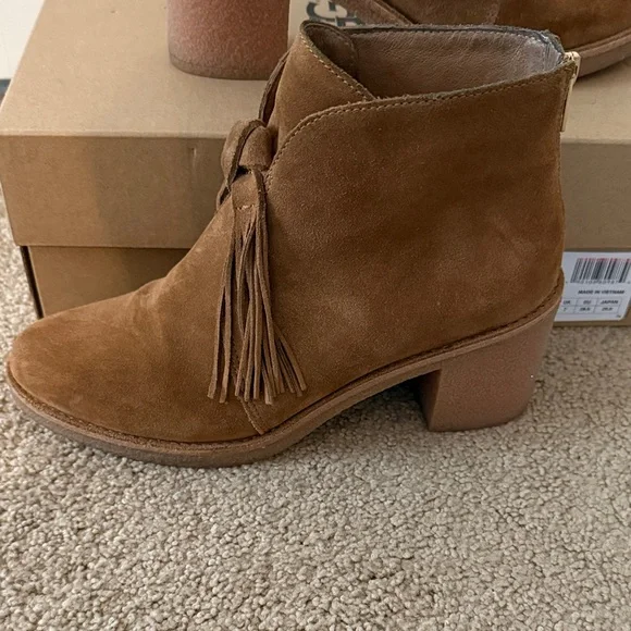 UGG W Corin- Tan Suede Fringe Ankle Boots - Picture 7 of 10